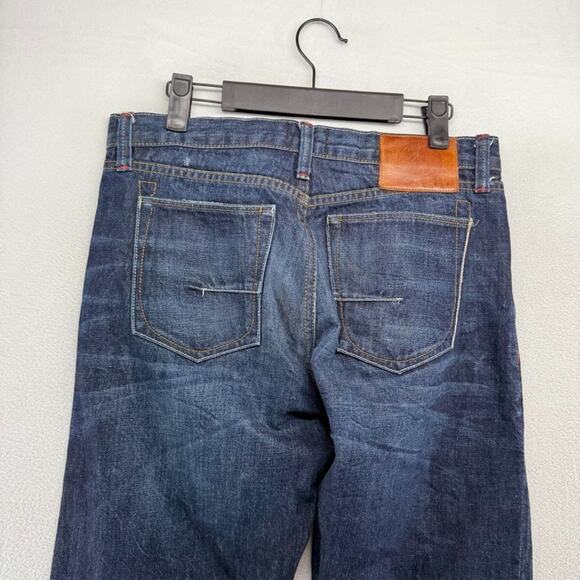 Under Two Flags Jeans Men's 30 Blue Selvedge Denim Dark Wash Whisker Button Fly - Picture 8 of 15